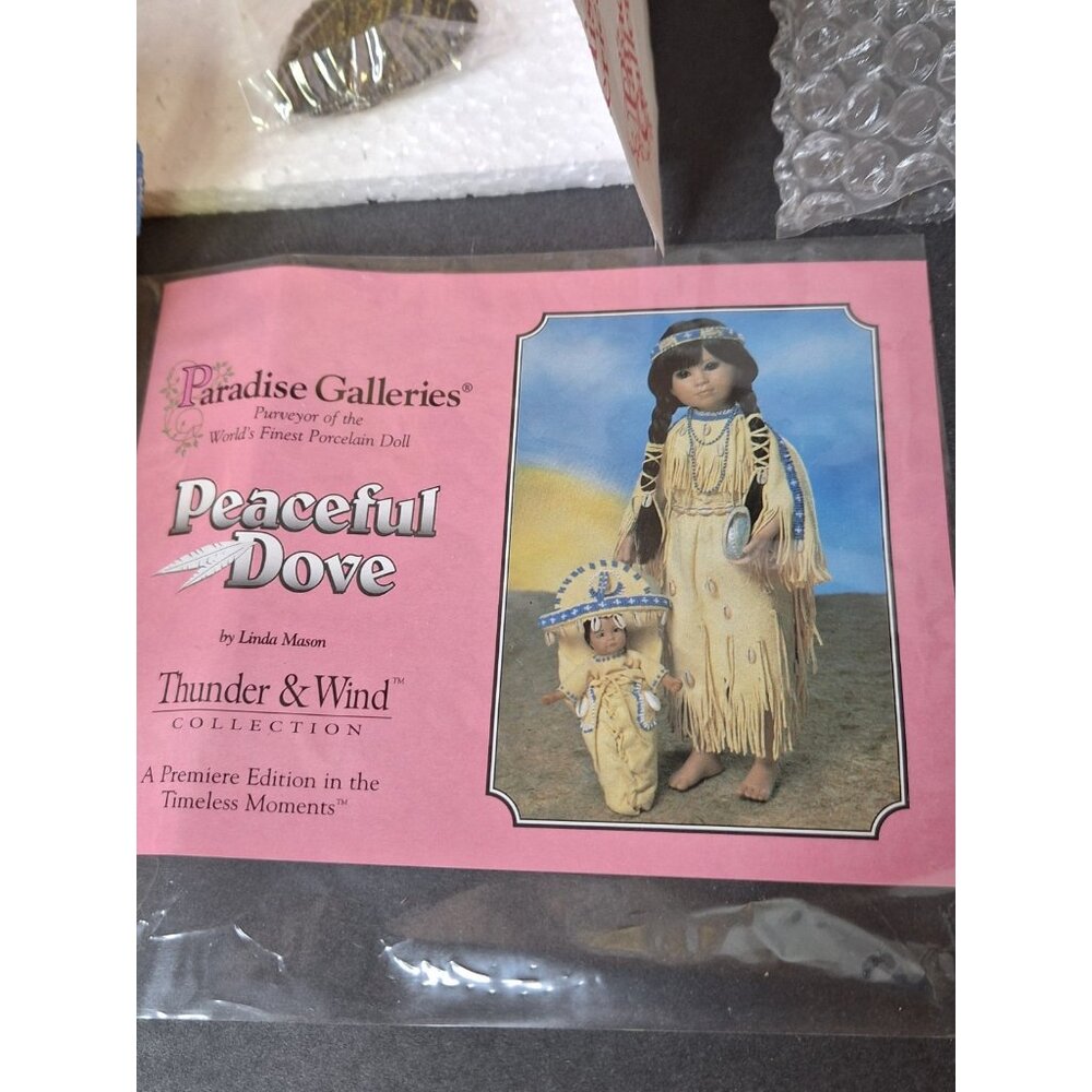 Paradise Galleries Thunder & Wind PEACEFUL DOVE 16" Porcelain Doll/W/Papoose - Picture 3 of 14